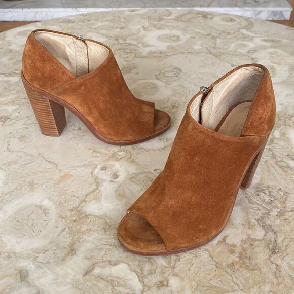 Rag & Bone Mabel Peep Toe Tan Suede Leather High Heel Ankle Booties - Picture 4 of 13